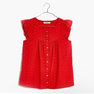 Madewell Eyelet Ruffle Sleeveless Top